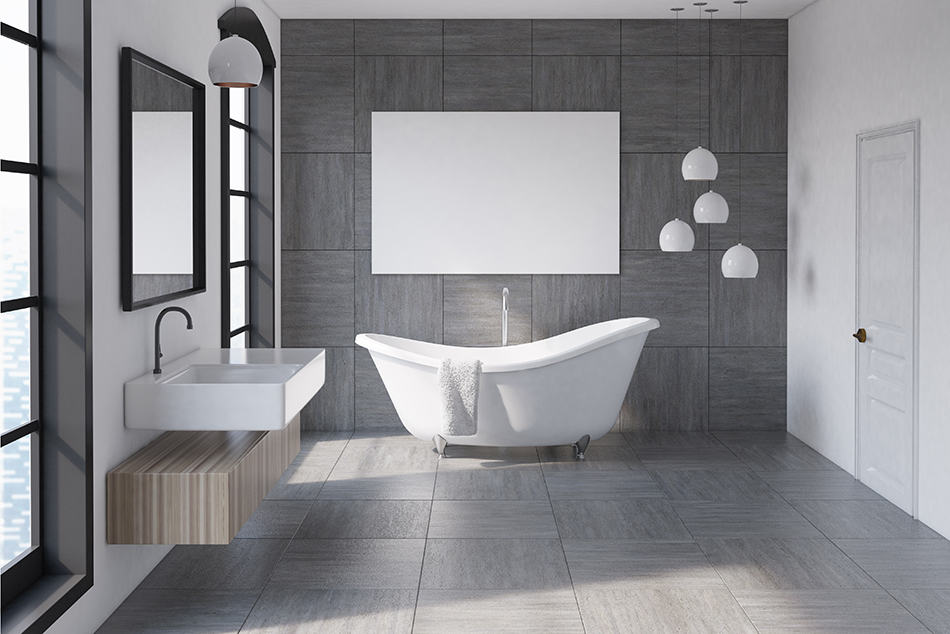 Gray Tiles With Pale Gray Walls