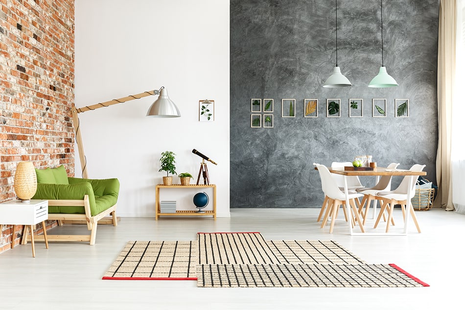 Emit an industrial Feel with Brick or Concrete Walls