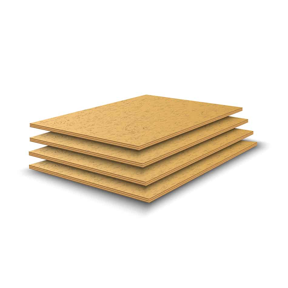 Plywood is made of thin sheets of softwood glued together in layers