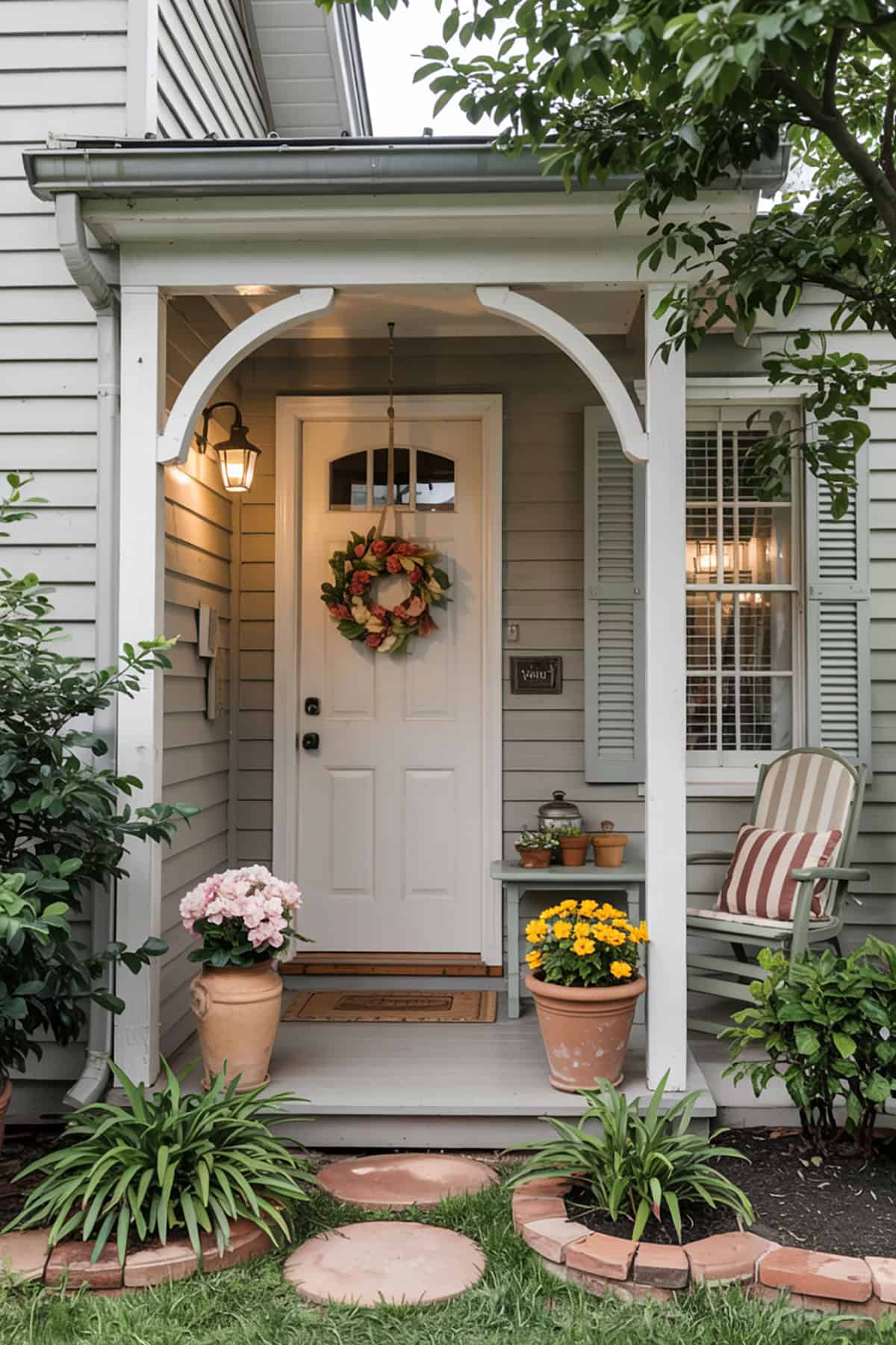 Small Porch with Cottage Style Shutters