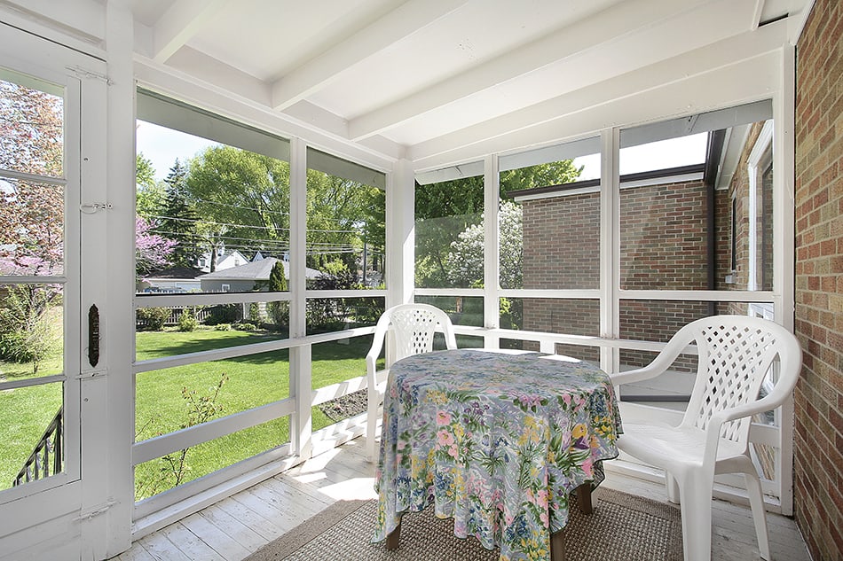 Small Sitting Area with Stairs to Yard