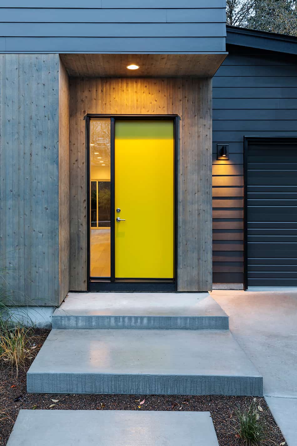 Canary Yellow Front Door and Gray House