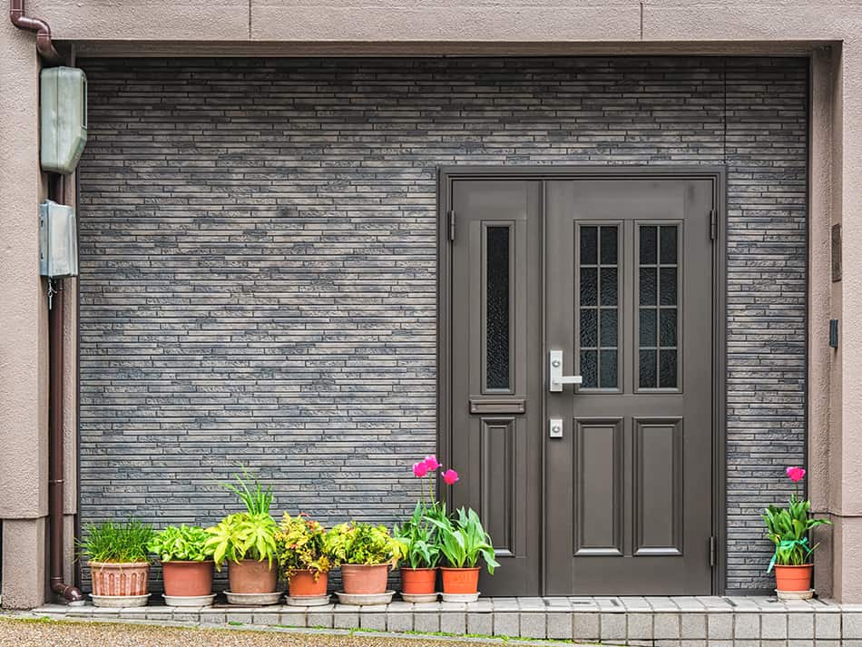 Graceful Gray Front Door and Gray House