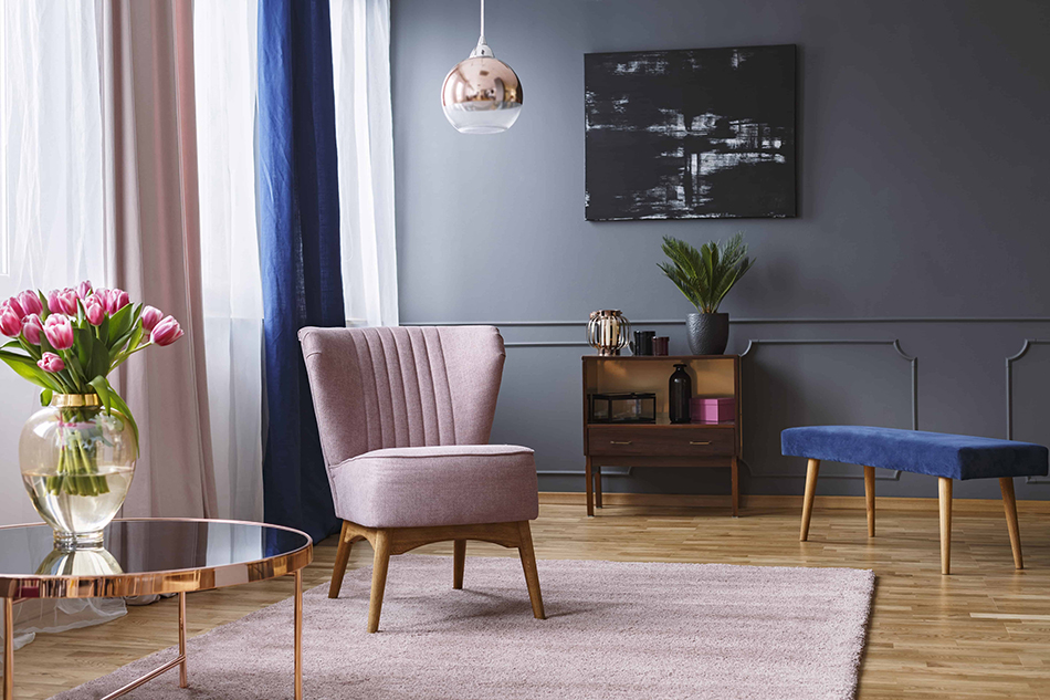 Pink Furniture with Blue Walls