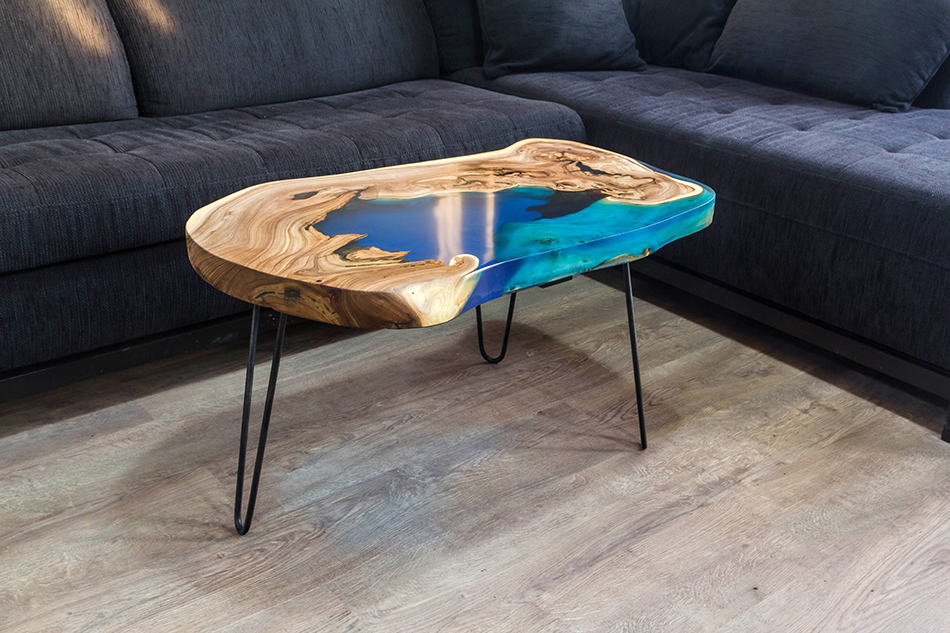 Wood and Resin Coffee Table