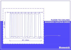 standing shower curtain size