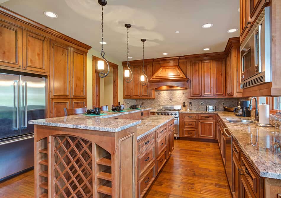 Honey oak wooden cabinets