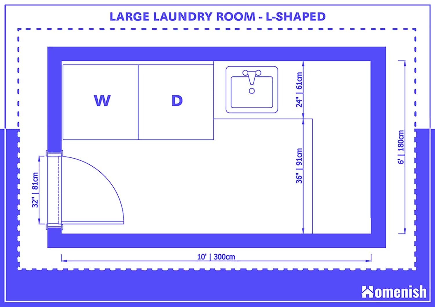 Standard Laundry Space Requirements with 4 Drawings Layouts Homenish