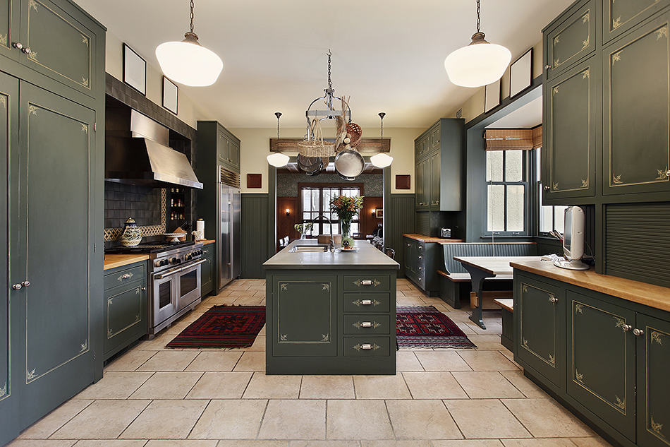 Shade of woodland green cabinets