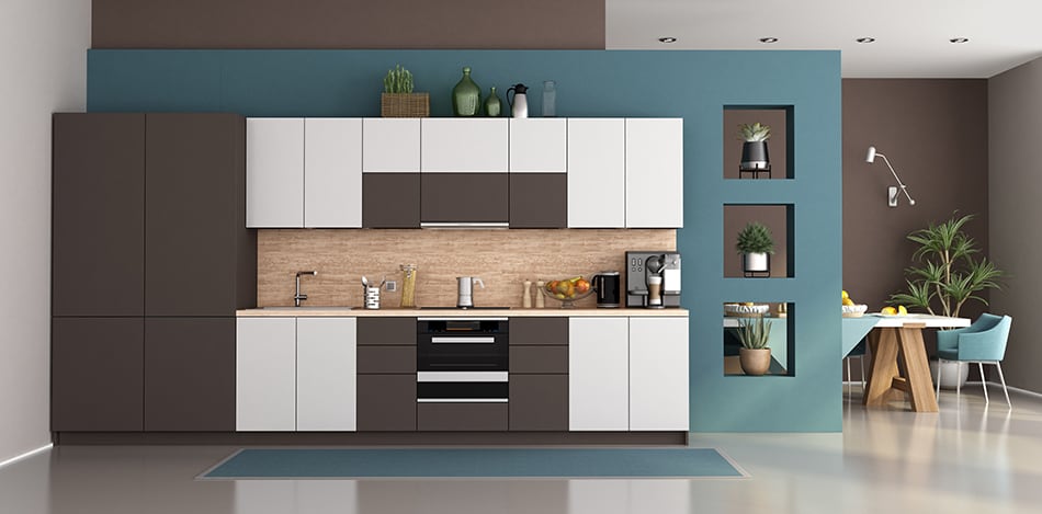 Grayish Brown with Blue for a Modern Kitchen