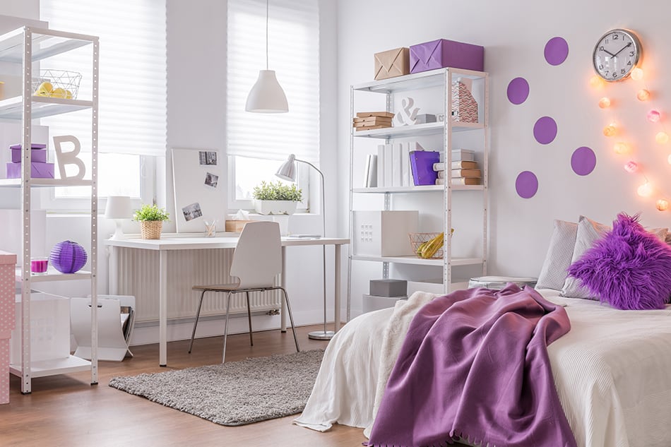 Purple Accessories for White Bedroom