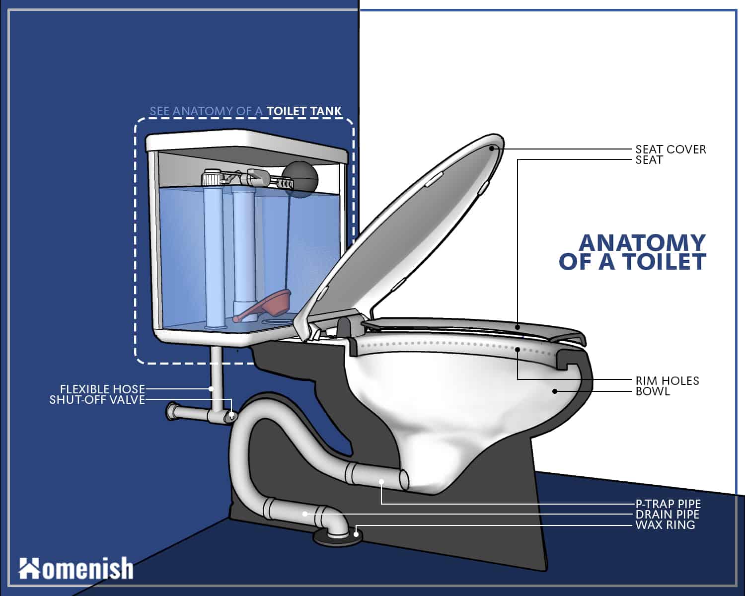 Parts of a toilet - Full Diagram