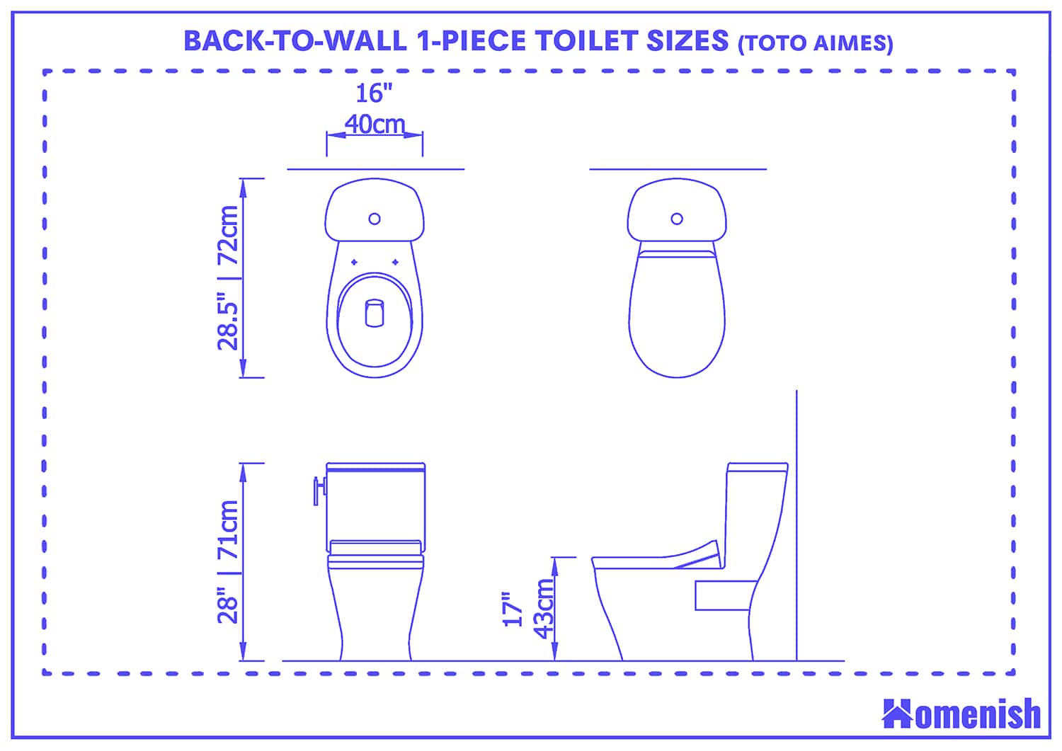 Back to wall 1 piece toilet