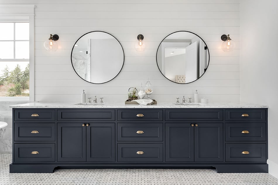 Double Vanity Mirror Size, Bathroom Vanity To Mirror Ratio