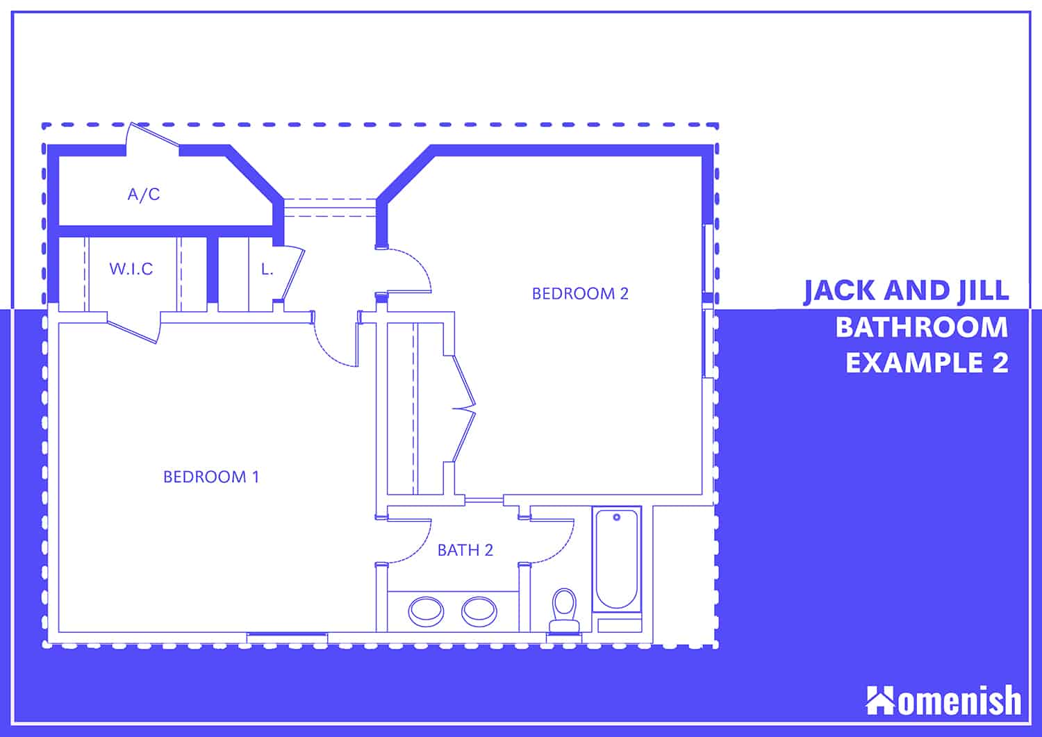 Jack and Jill Bathroom In the Corner