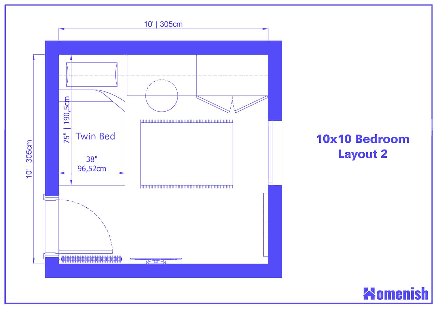 10x10 Bedroom Layout 2