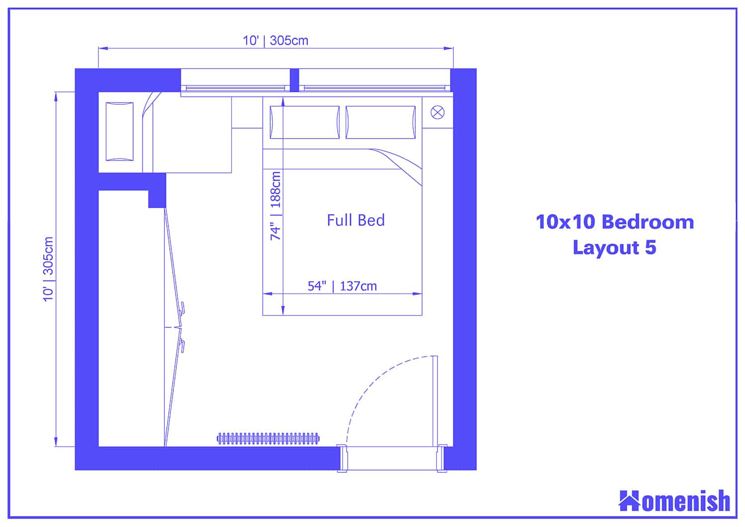 10x10 Bedroom Layout 5 