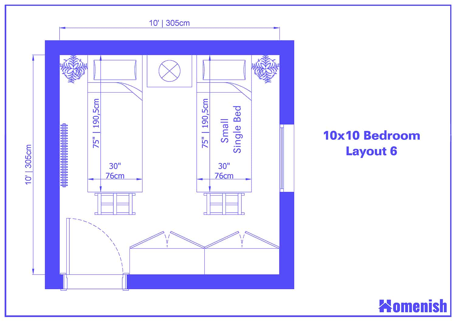 10x10 Bedroom Layout 6