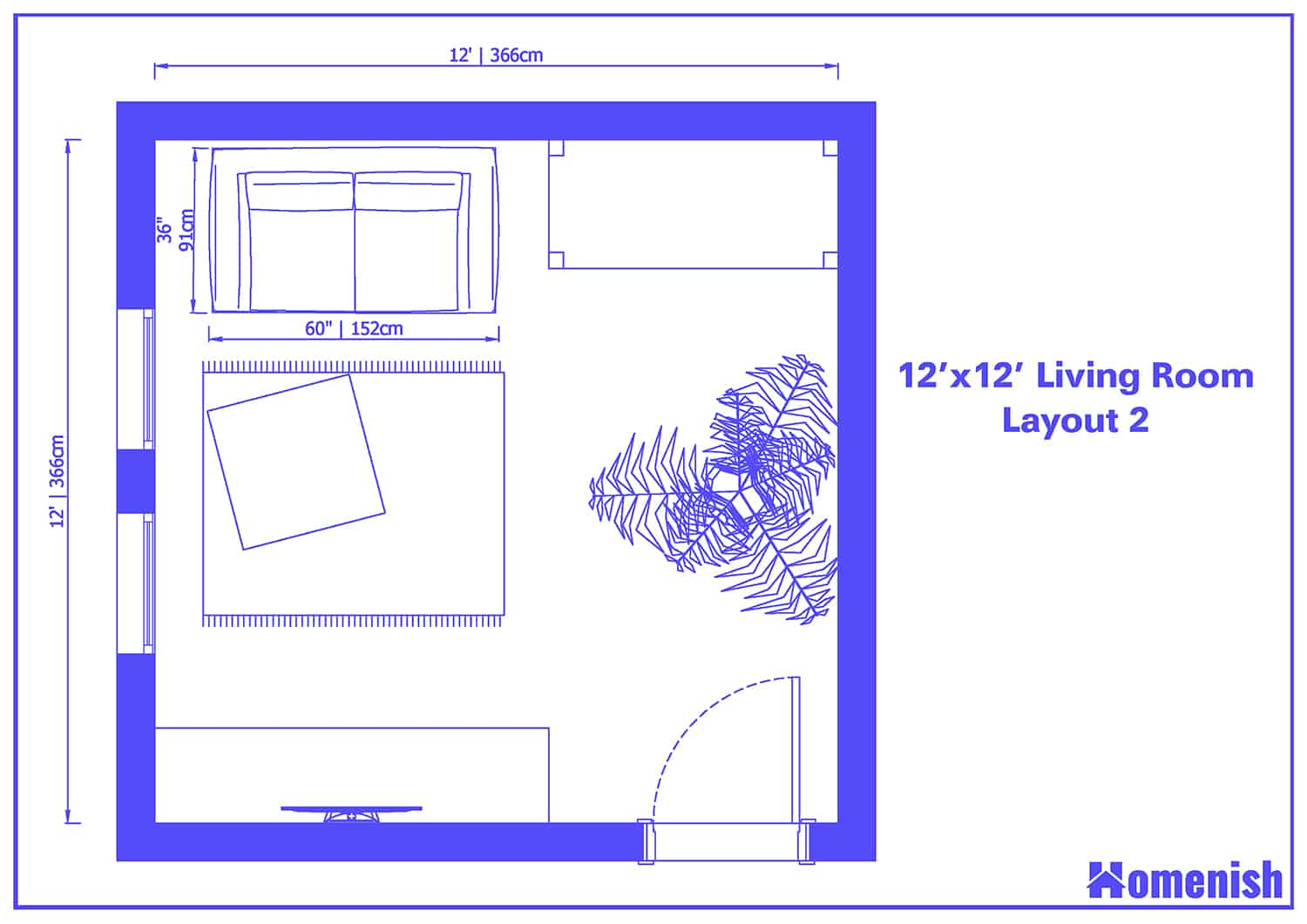 9 Great 12' x 12' Living Room Layouts and Floor Plans - Homenish
