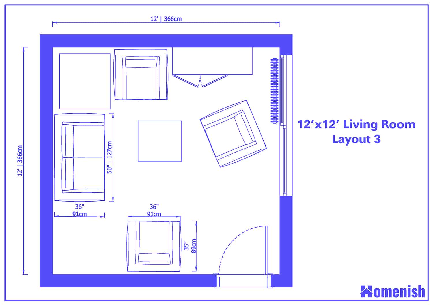 12 by 12 living room