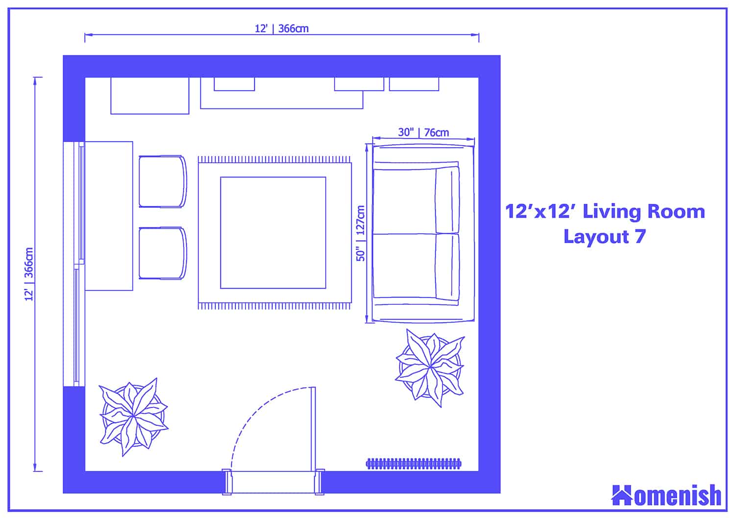 12' x 12' Living Room Layout 7