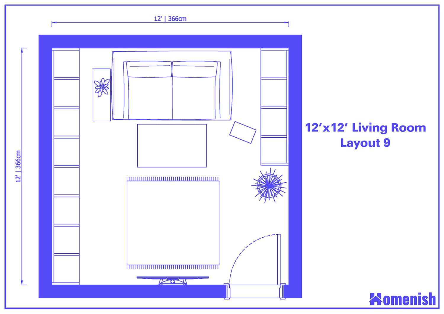 12' x 12' Living Room Layout 9