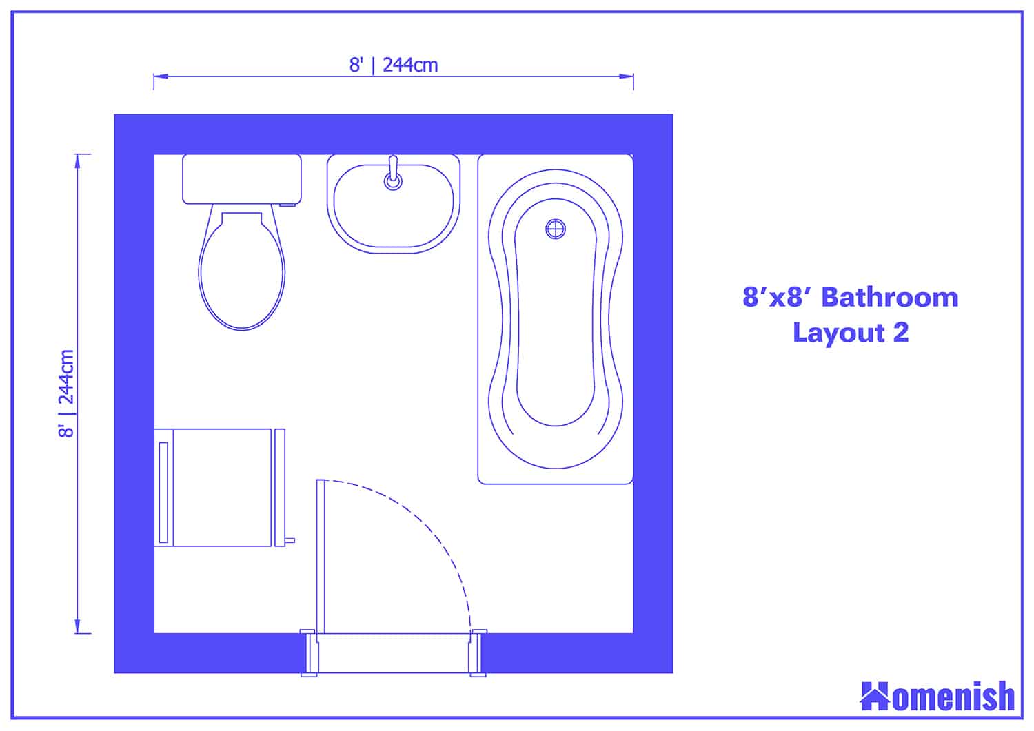 8' x 8' Bathroom Layout 2