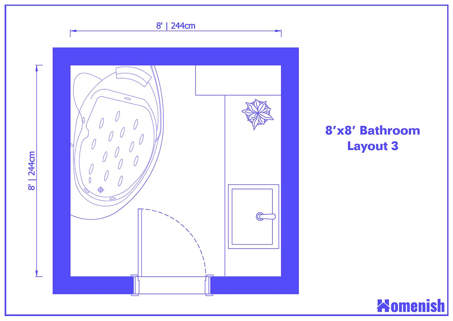 8' x 8' Bathroom Layout 3