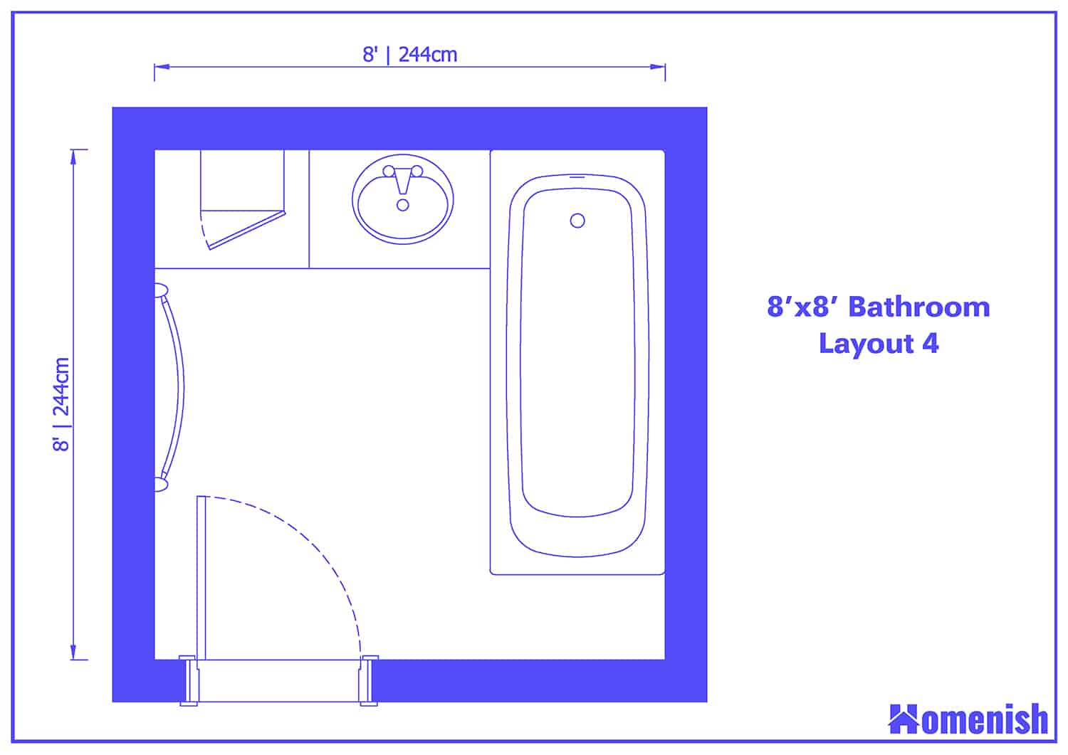 8' x 8' Bathroom Layout 4