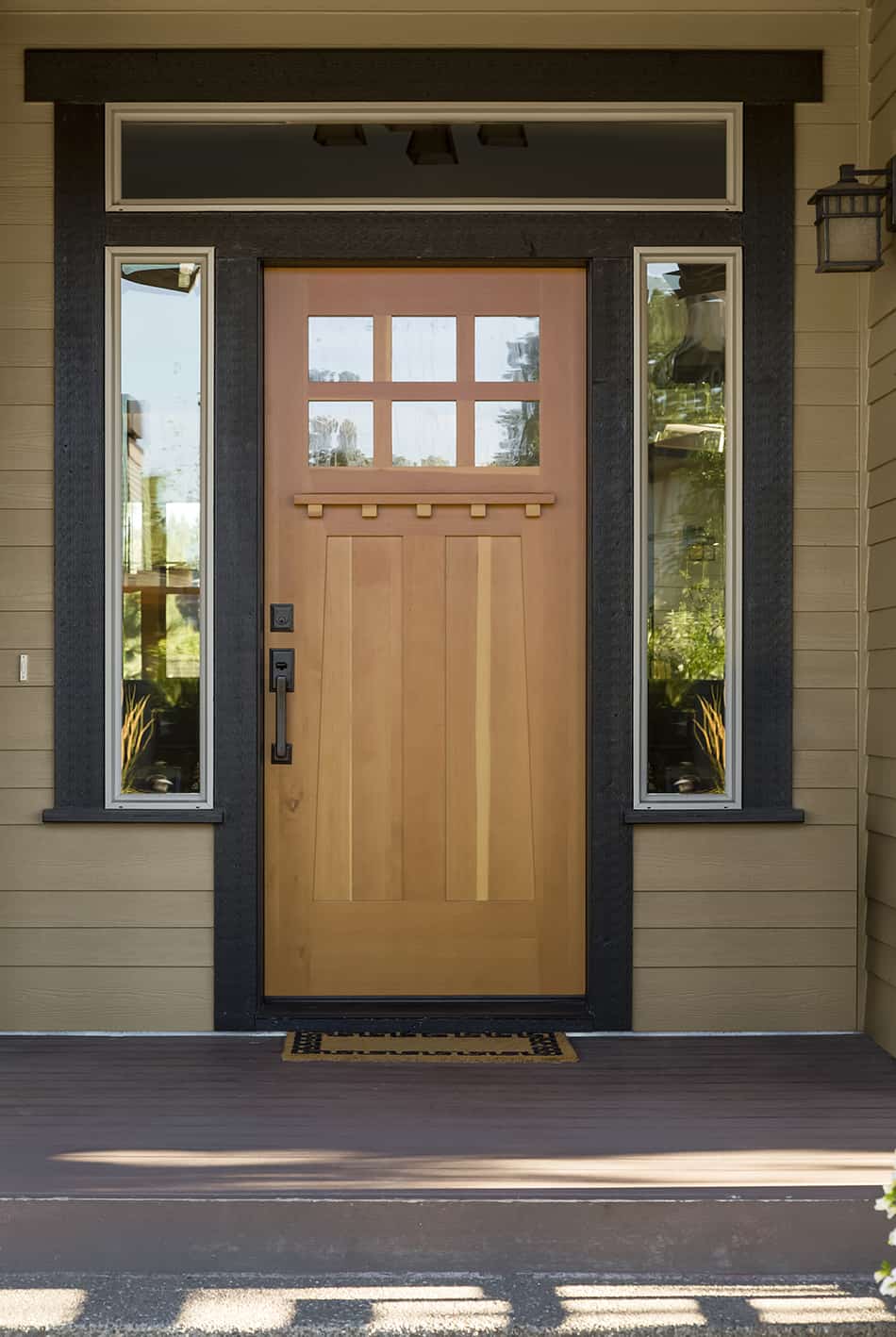 Earthy Brown Front Door and Tan House