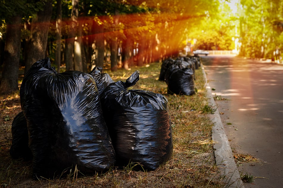 Garbage Bags Filled with Dirt