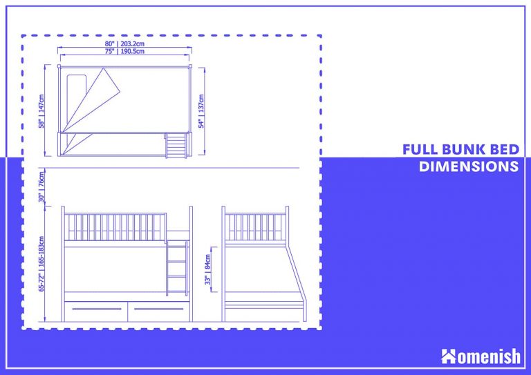 Standard Bunk Bed Dimensions with 3 Drawings Homenish