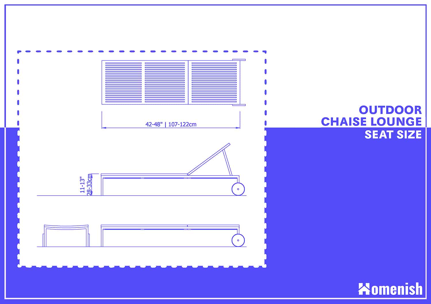 Outdoor Chaise Lounge Seat Size
