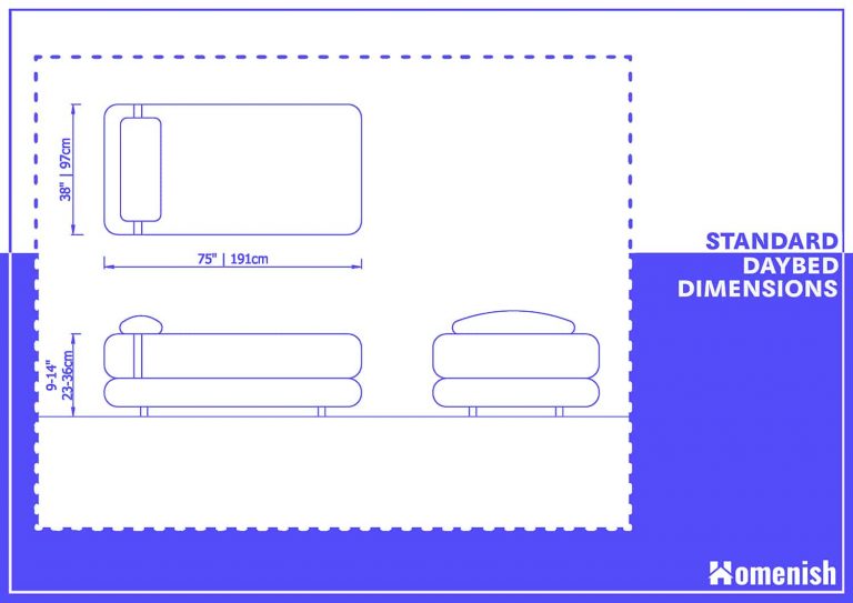 Standard Daybed Dimensions & Drawings Homenish