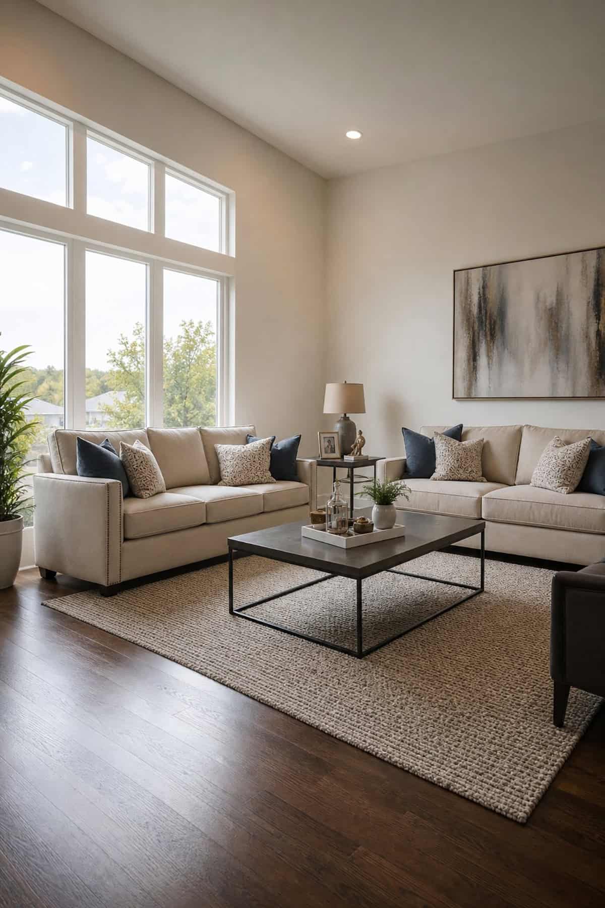 One Sofa Under the Window and One Across the Room