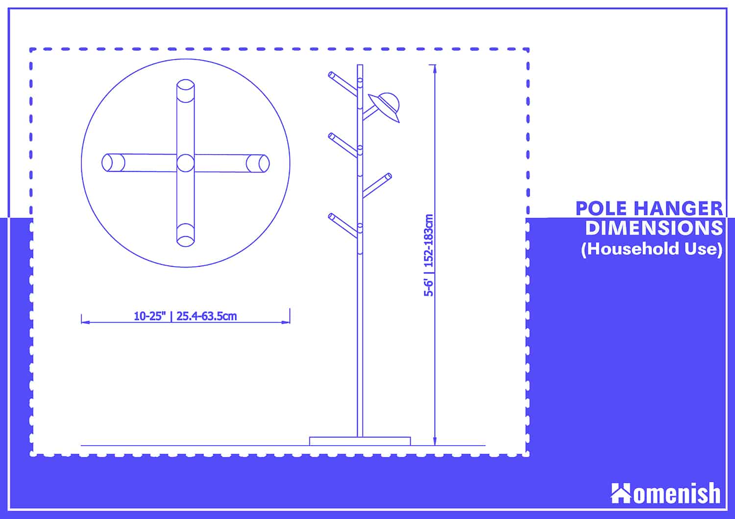Standard Coat Rack or Plain Pole Hanger Dimensions