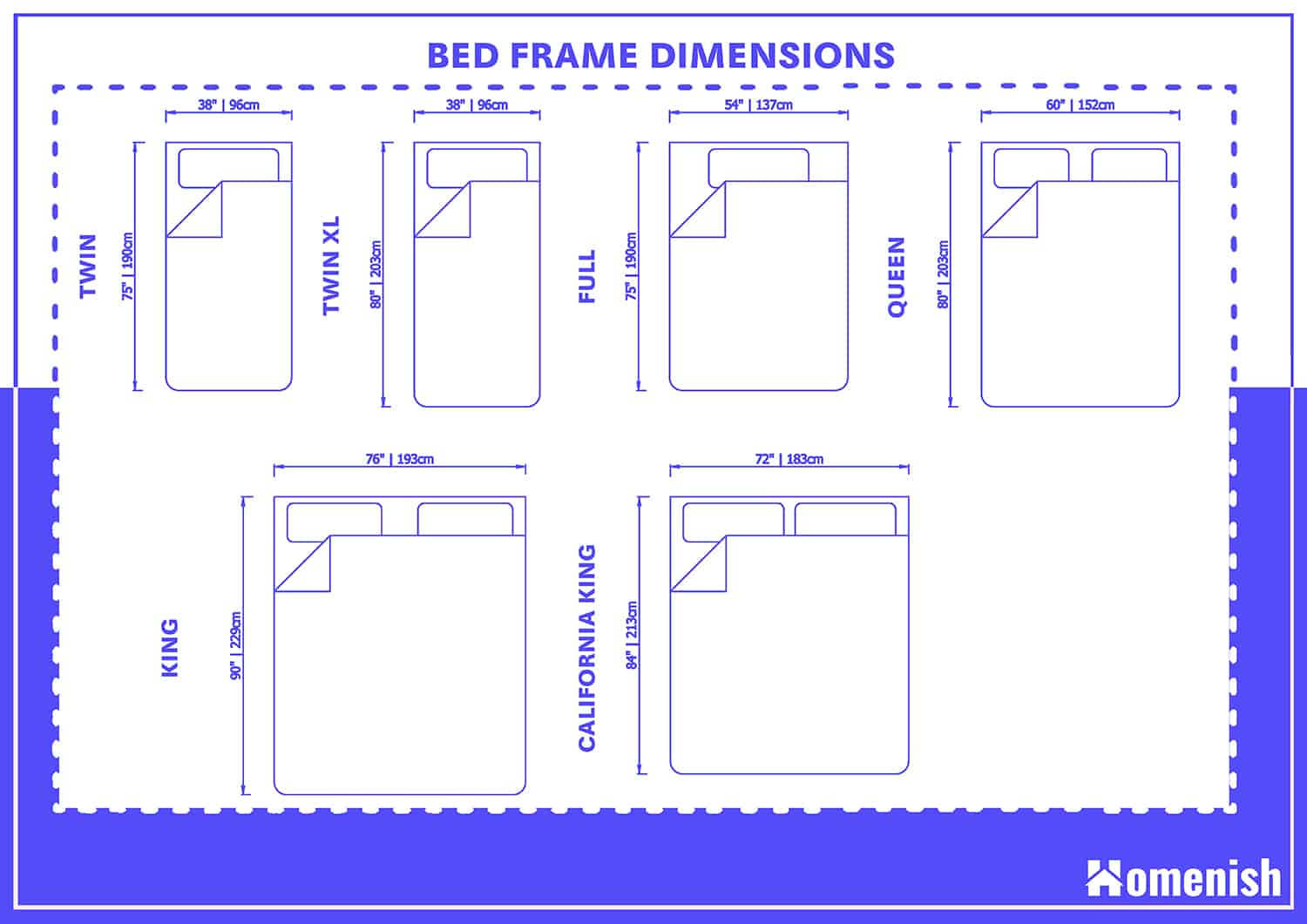 Guide to Bed Frame Dimension (with Detailed Drawings) - Homenish