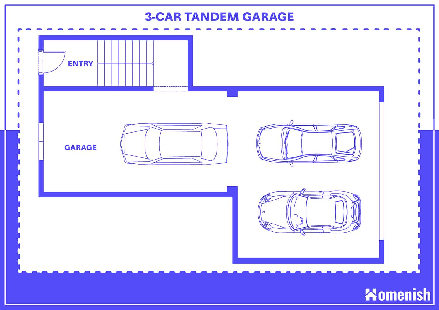 3-Car Tandem Garage