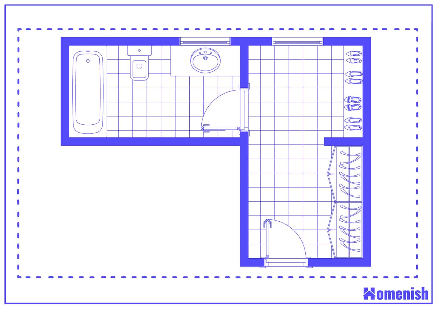 L-Shaped Walk-Through Closet