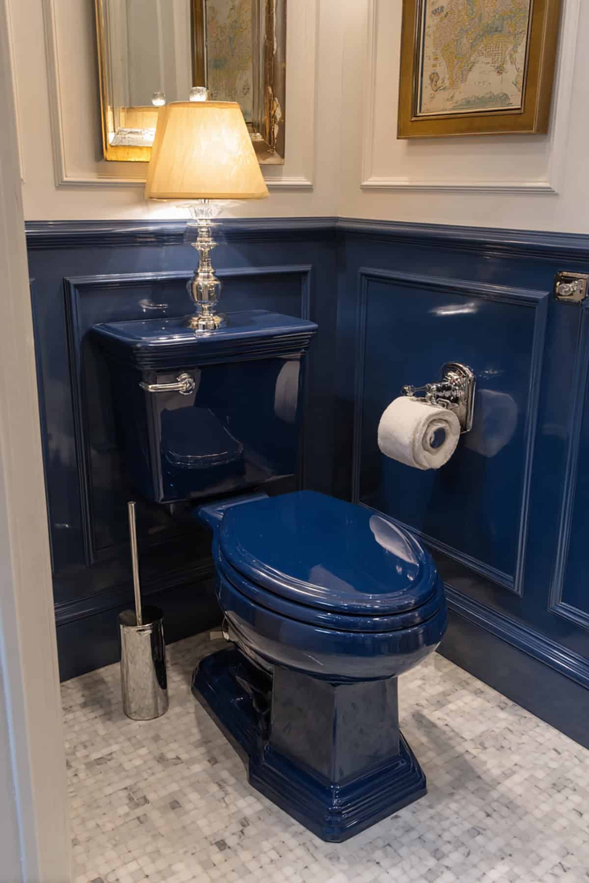 Navy blue toilet