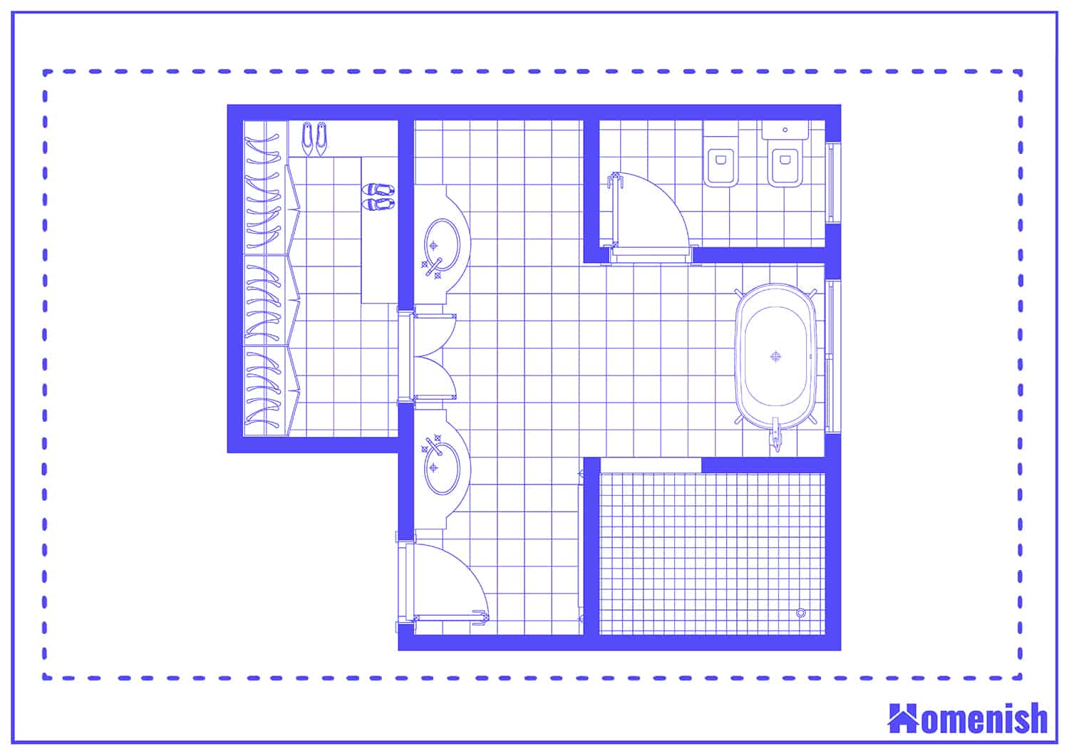 Symmetrical Bathroom Floor Plan