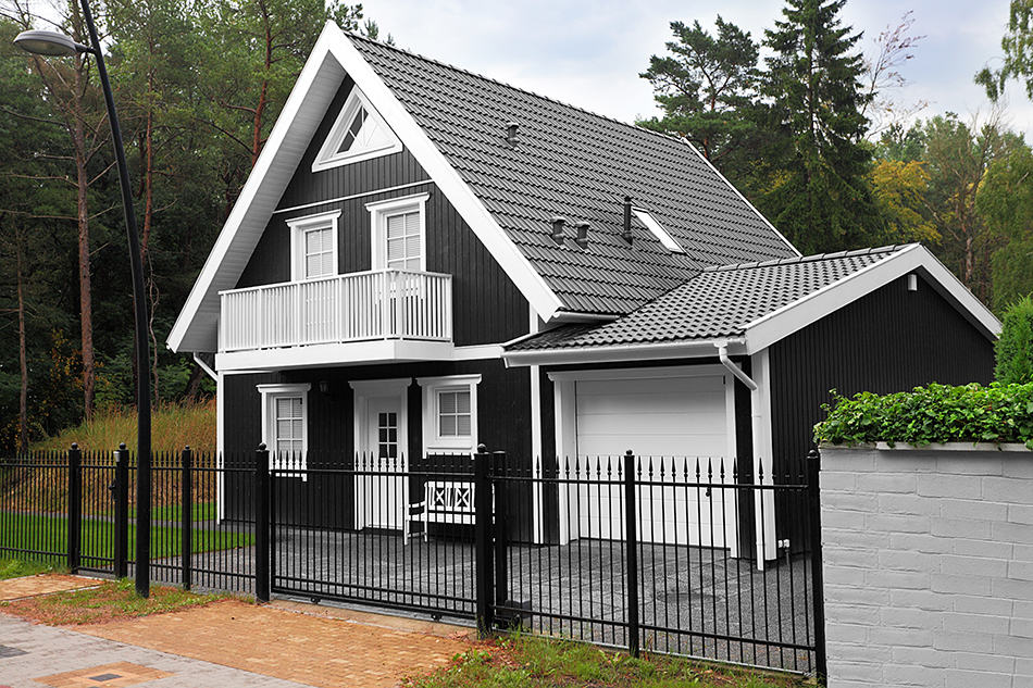 Black house with a black roof