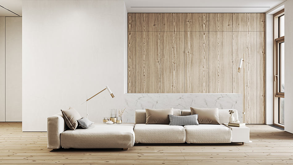 White Color with Wood Paneling