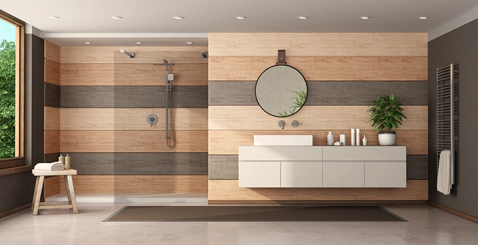 Wood in Bathroom Walls