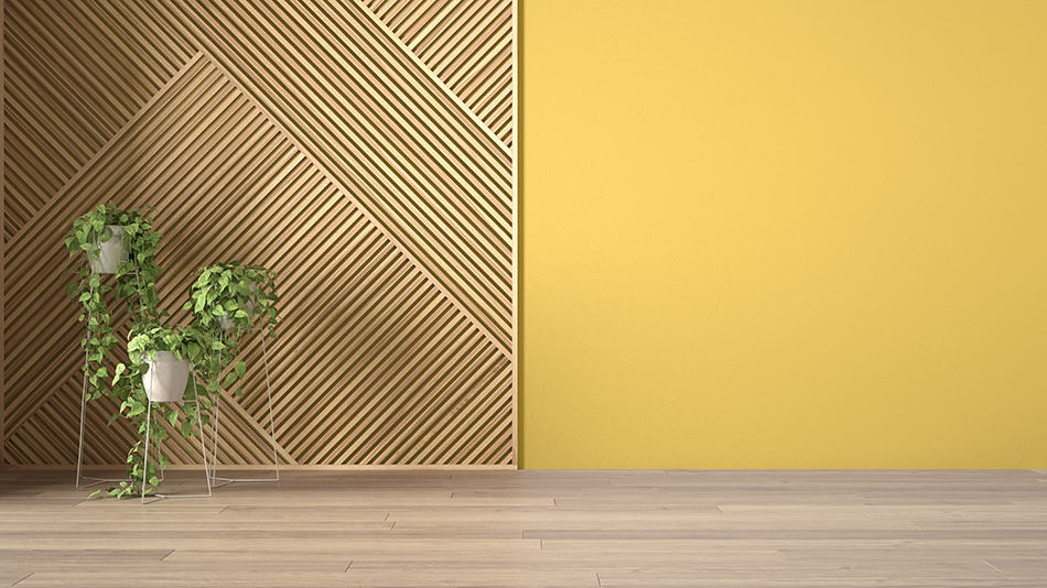 Yellow Color with Wood Paneling