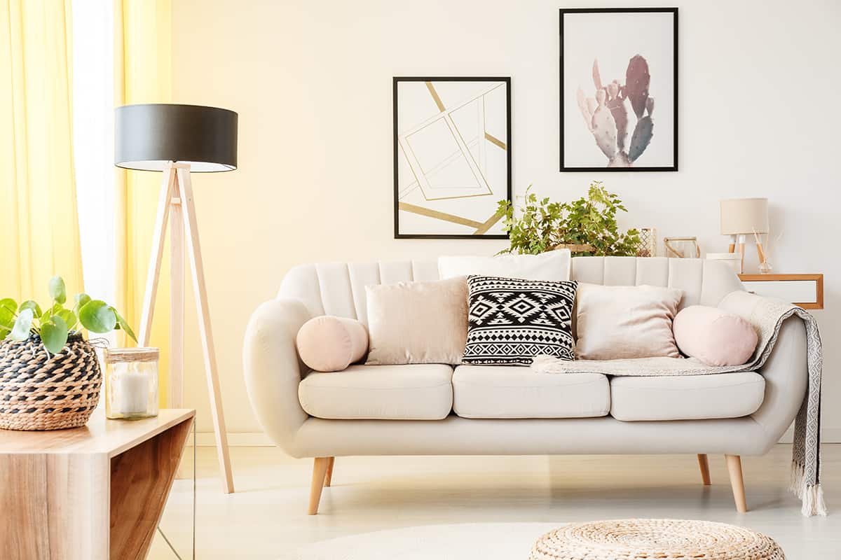Beige Couch and Bright Wall Colors