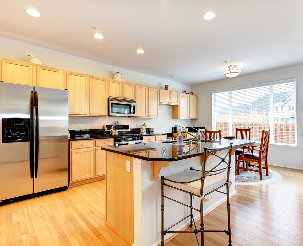 Black Countertops and Stainless Steel