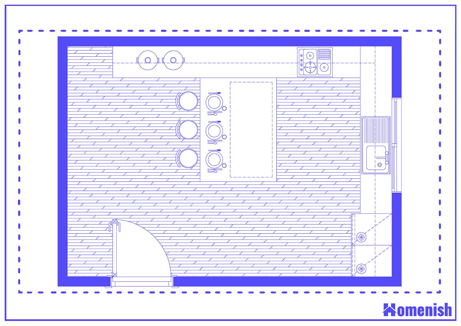 Kitchen with Peninsula Plan