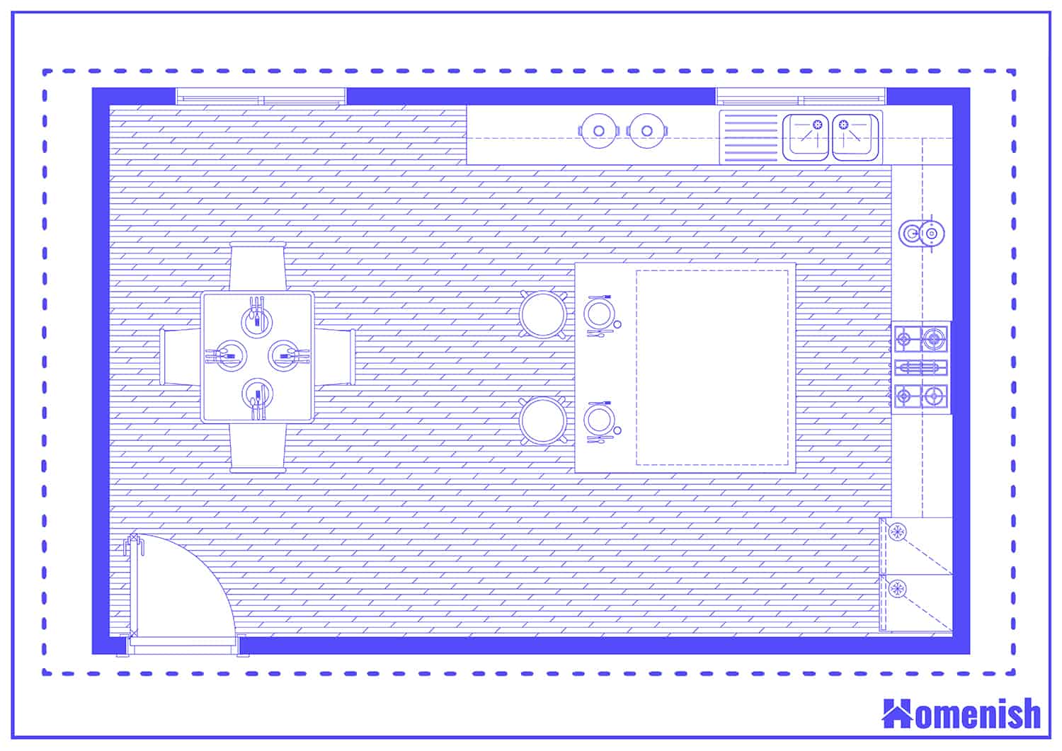 L-Shaped Kitchen Diner Plan