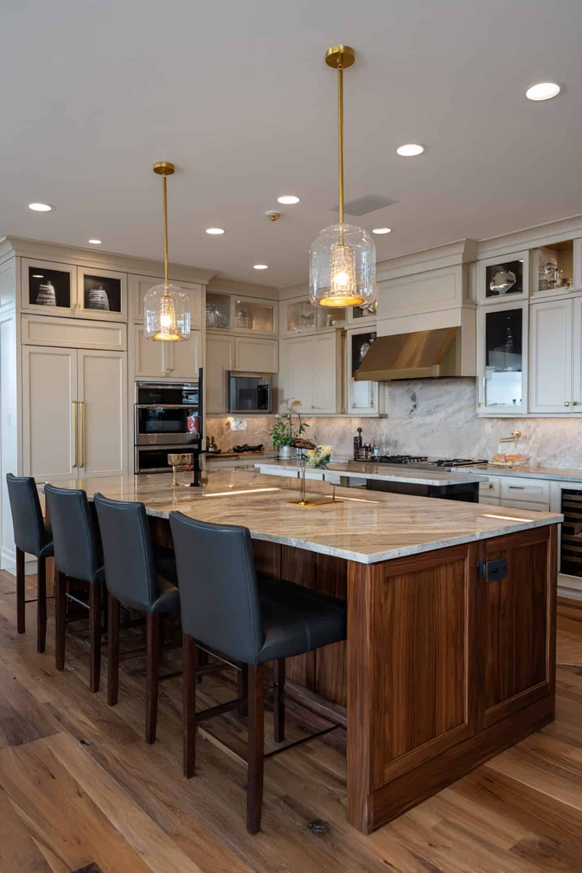 L Shaped Kitchen With Double Islands for Entertaining